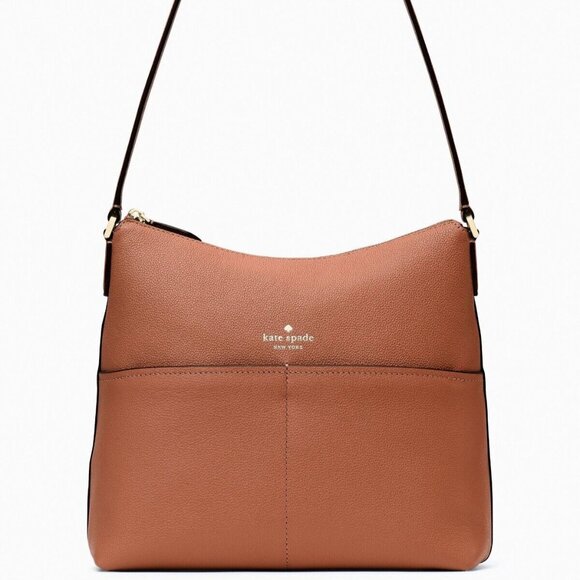 Kate Spade Bailey Textured Leather Shoulder Hobo Bag Warm Gingerbread - Picture 2 of 2